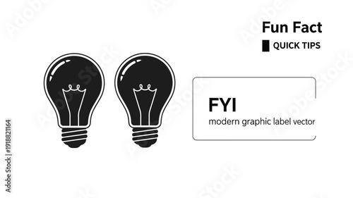 Two lightbulbs and informational labels presented as a black silhouette