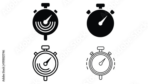 Clock icons set flat design vector illustration - Line and glyph icon set - Stickers and Clipart - PNG and SVG Icon collection - Lineal icons - Editable icon