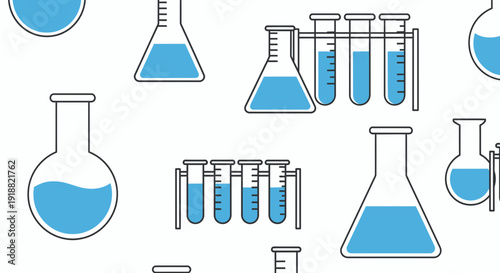 chemistry lab equipment, beakers and test tubes