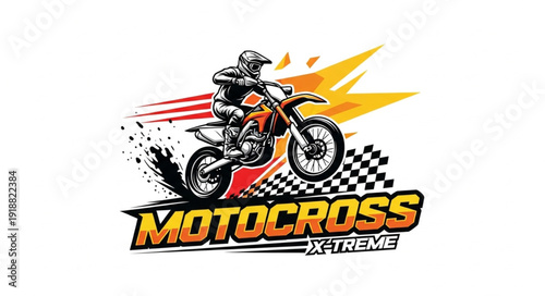 Motocross Rider on Dirt Bike Racing.