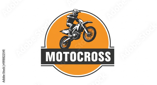 Motocross Rider on Orange Background.
