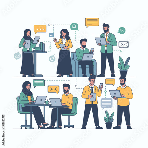 Diverse group of people working together.