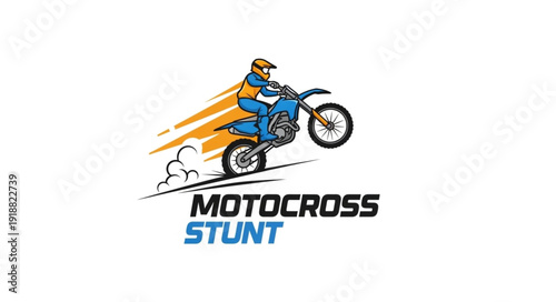 Motocross Rider Performing Stunt Jump.