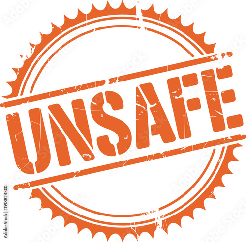 Grunge Orange Unsafe Stamp Illustration for Security Warnings and Product Recalls, Safety Concerns and Risk Assessments, Regulatory Compliance and Hazard Communication