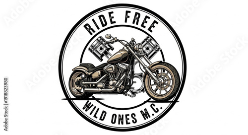 Motorcycle Club Logo Design Illustration.
