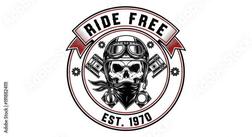 Motorcycle Club Logo with Skull.