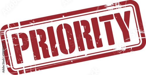 Urgent Matters: Vintage-Style Red "Priority" Stamp on Cream Background for Project Deadlines, Critical Tasks, and Time-Sensitive Business Operations with Grunge Texture