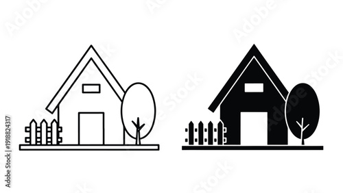 modern house icons flat design vector illustration - Line and glyph icon set - Stickers and Clipart - PNG and SVG Icon collection - Lineal icons - Editable icon