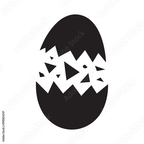 A simple black and white illustration of a cracked eggshell revealing emptiness