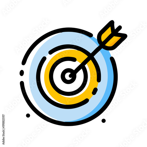 Target with arrow, illustration of a target, vector illustration of a target and arrow,  target and arrow icon vector illustration