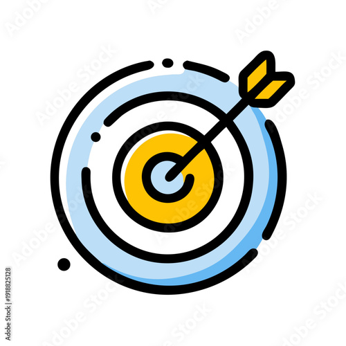 Arrow icon, Dart hitting the target, target with an arrow