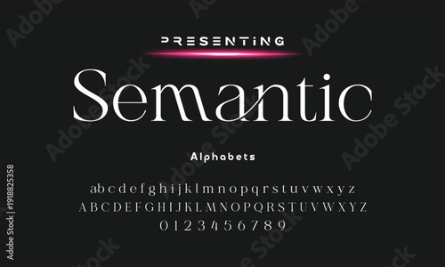 Lettering Minimalist Fashion. Elegant alphabet letters serif font and number. Typography fonts regular uppercase, lowercase.