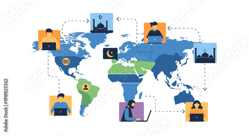 Global connections and remote work concept.
