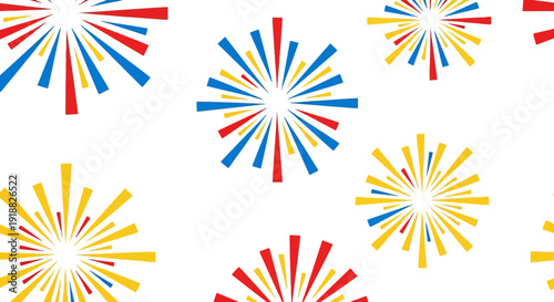 colorful fireworks pattern on white background