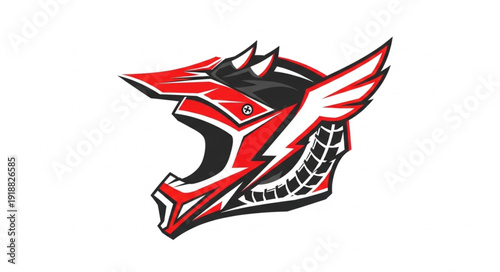 Motorcycle Helmet Red Black Design.