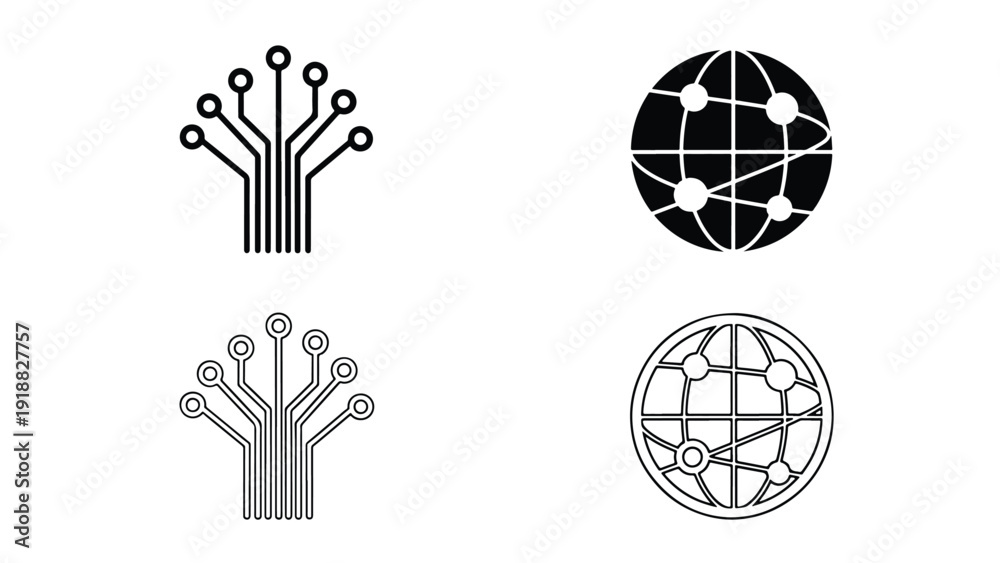 Fototapeta premium teamwork and global network vector icon set flat design - Line and glyph icon set - Stickers and Clipart - PNG and SVG Icon collection - Lineal icons - Editable icon
