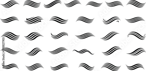 Collection of modern dynamic wave graphics and flowing lines