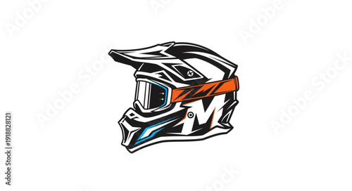 Motorcycle Helmet Illustration Design Concept.