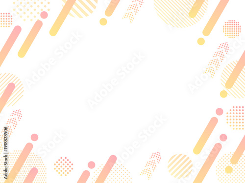 上昇するラインとドットとストライプ柄の円と矢印の飾りフレーム