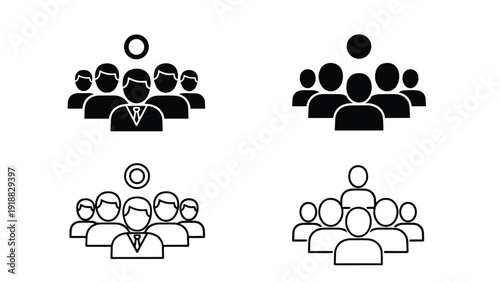 Team leadership icons flat design vector illustration - Line and glyph icon set - Stickers and Clipart - PNG and SVG Icon collection - Lineal icons - Editable icon