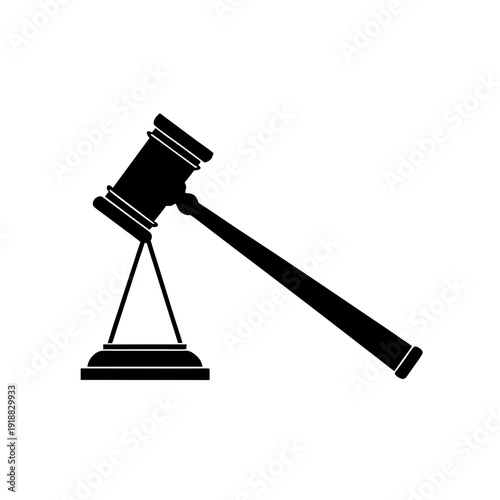 Justice gavel icon isolated on white background black wooden court symbol
