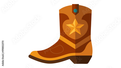 Modern Cowboy Boot Vector Western Americana Icon
