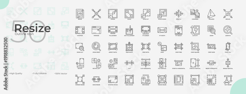 Resize Line Editable Icons set