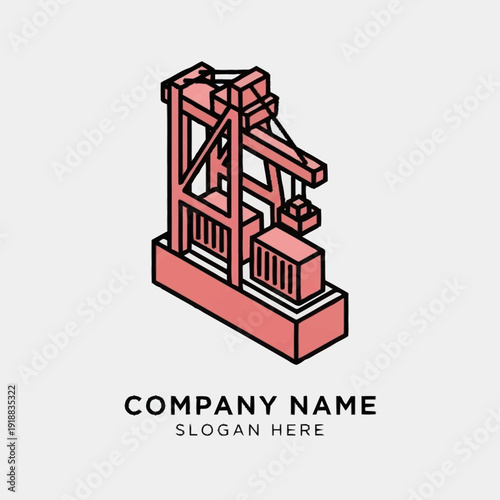 Crane Machine Heavy Industry Equipment Illustration.
