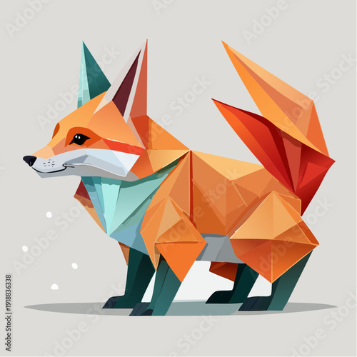 Vibrant Geometric Fox Illustration in a Modern Low Poly Art Style