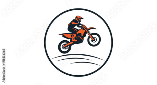 Motorcycle Rider Illustration in Circle.