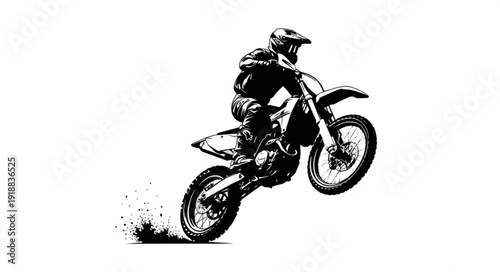 Motorcycle Rider in Action Jump.