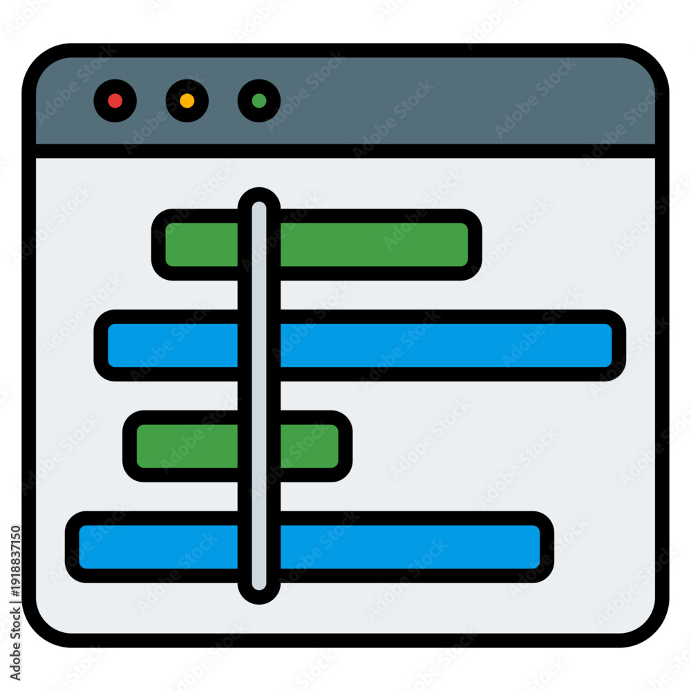Obraz premium Gantt Chart Project Workflow Filled Line Icon Vector