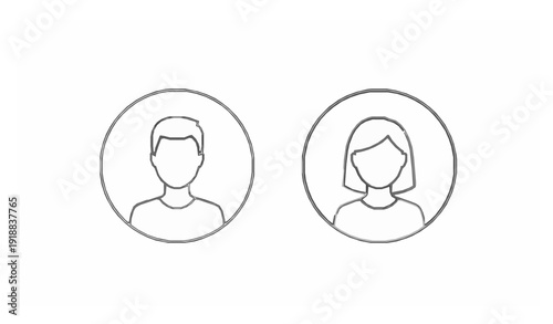 Minimal Outline Default Avatar Profile Icon Vector Set