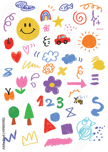 カラフルポップな落描き風イラスト素材