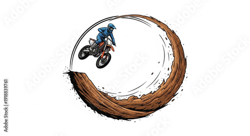 Motorcycle Rider Performing Stunt Jump.