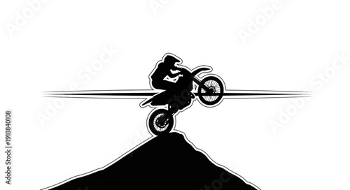 Motorcycle Rider Jumping on Dirt Bike.