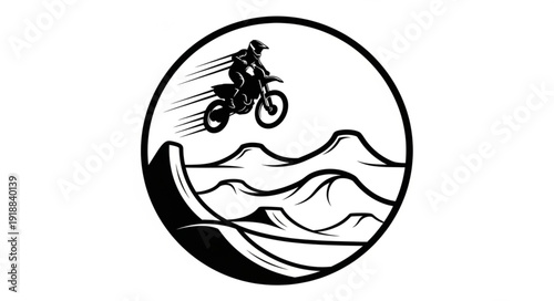 Motorcycle Rider Jumping Over Dunes.
