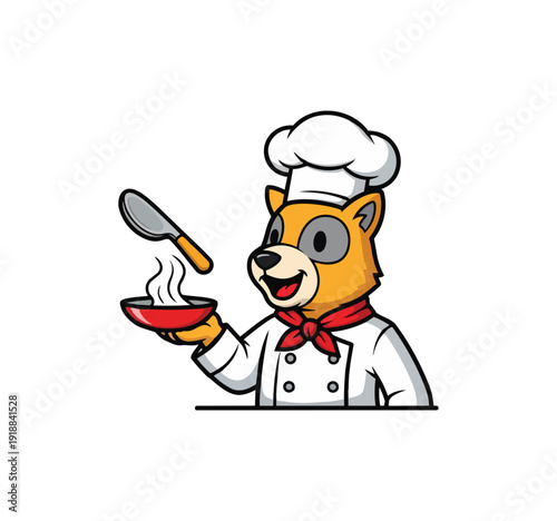 Cartoon chef animal preparing food vector illustration