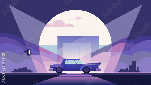 Vintage Drive In Theater Vector Modern Americana Icon