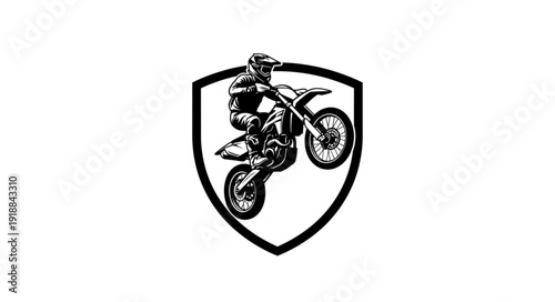Motorcycle Rider Shield Logo Design.