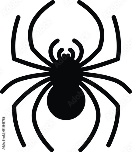 Black Spider Silhouette Crawling Icon Simple Insect Illustration Arachnid Symbol