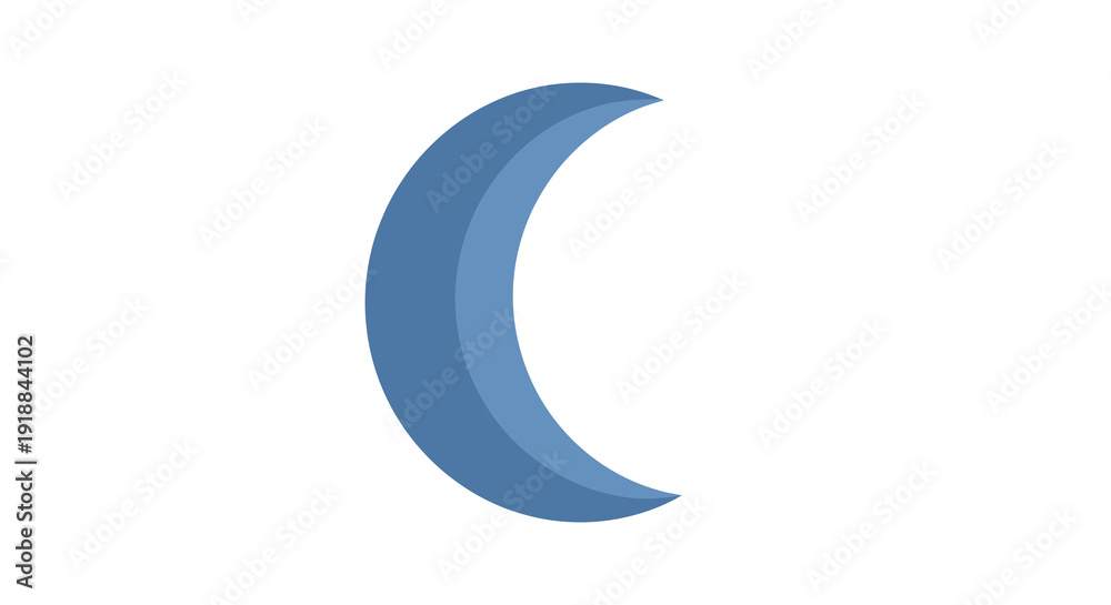 Naklejka premium A blue crescent shape with gradient shading on a white background