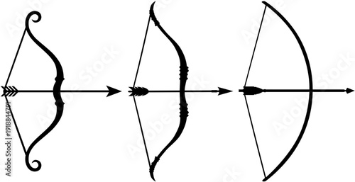 Archery Bow Silhouette Vector Set