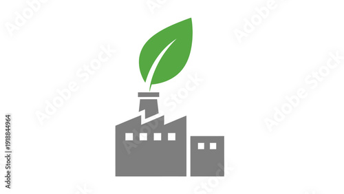 Eco friendly factory with green leaf.