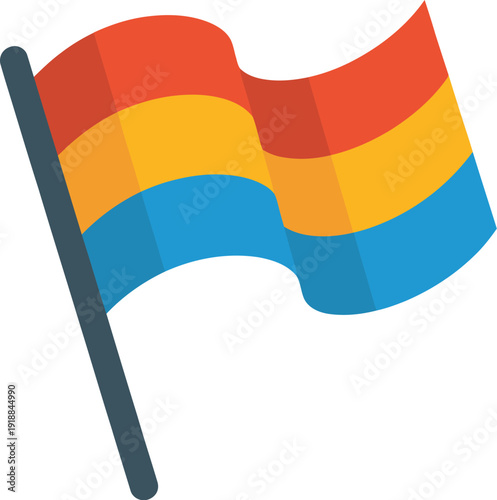 Pansexual Pride Flag Waving on Pole Vector Illustration LGBTQ+ Symbol Community Representation
