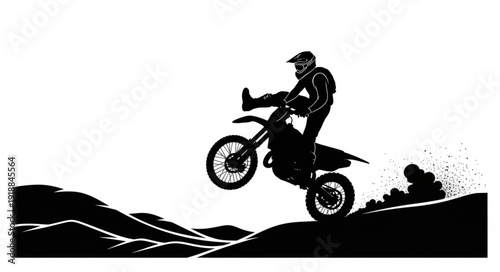 Motorcyclist in mid air jump.