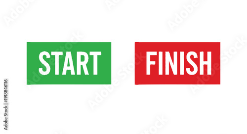 Racing concept visualized with contrasting green start flag and red finish flag symbolizing beginning and ending a competition.