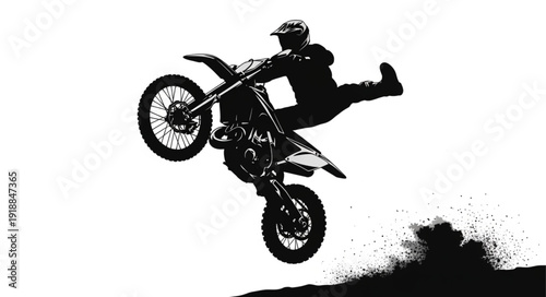 Motorcyclist Performing Stunt Jump.