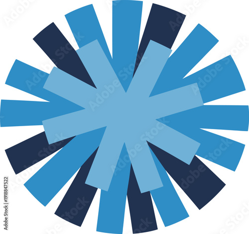 Blue abstract snowflake and star holiday design icon