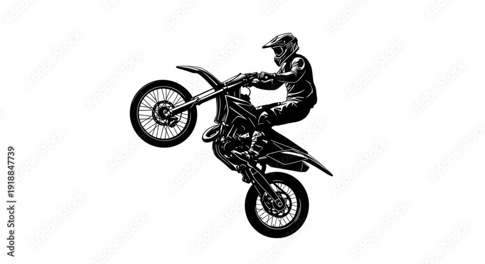 Fototapeta premium Motorcyclist Performing Stunt Jump.